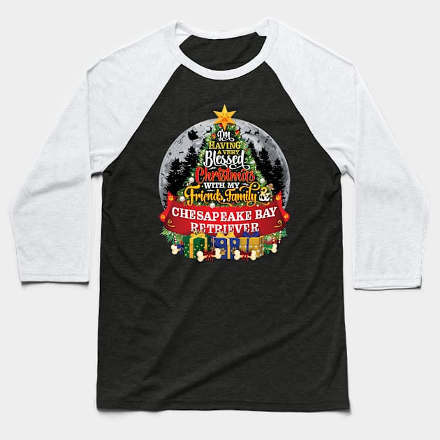 Chesapeake Bay Retriever Festive Christmas Spruce Fir Tree Paws Gift Baseball T-Shirt by MapYourWorld